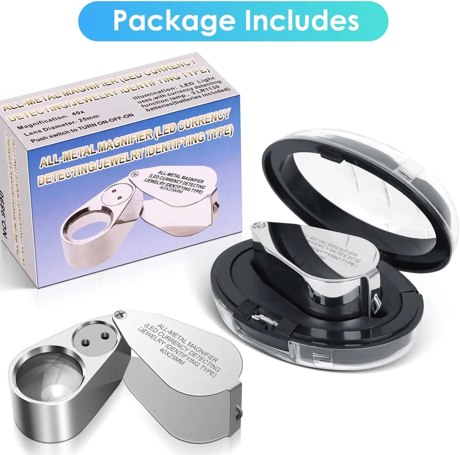 Body Jewelry Repair - Lente d'Ingrandimento Illuminata 40X con Luce