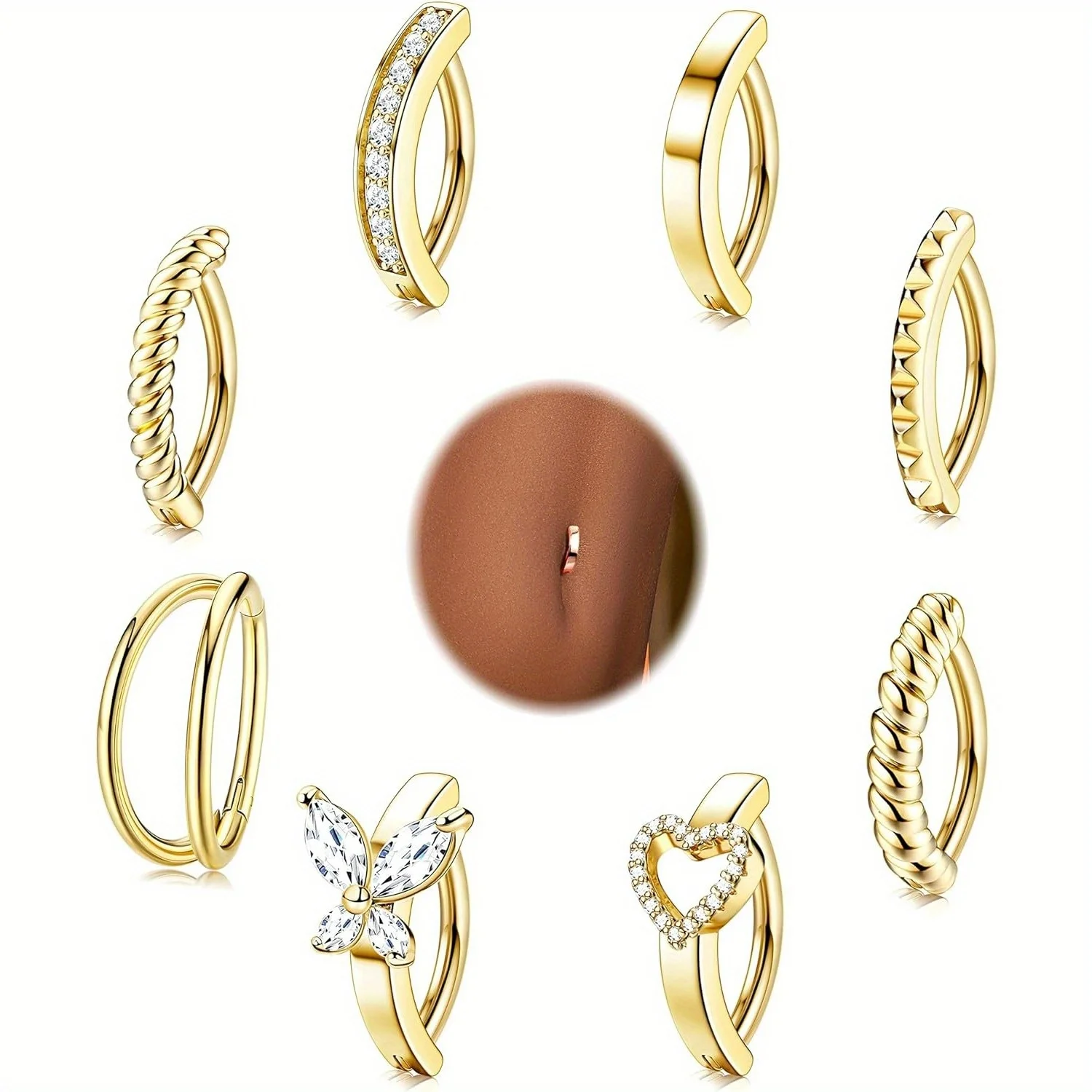 Belly Bar Titanium - Bobisty 1PC Anello per ombelico in