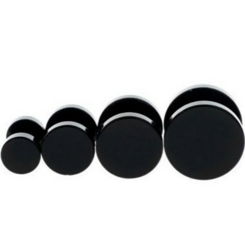 Body Jewelry Ear Gauges - 2 Pz/1 Set Nero In Acciaio