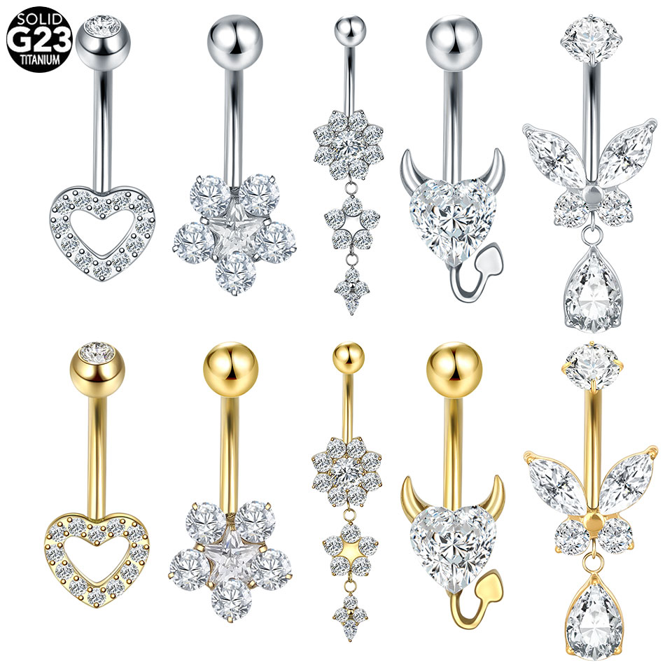 1/5PCS Titanio Cuore CZ Ombeli - Belly Bar Titanium recensione e prezzo