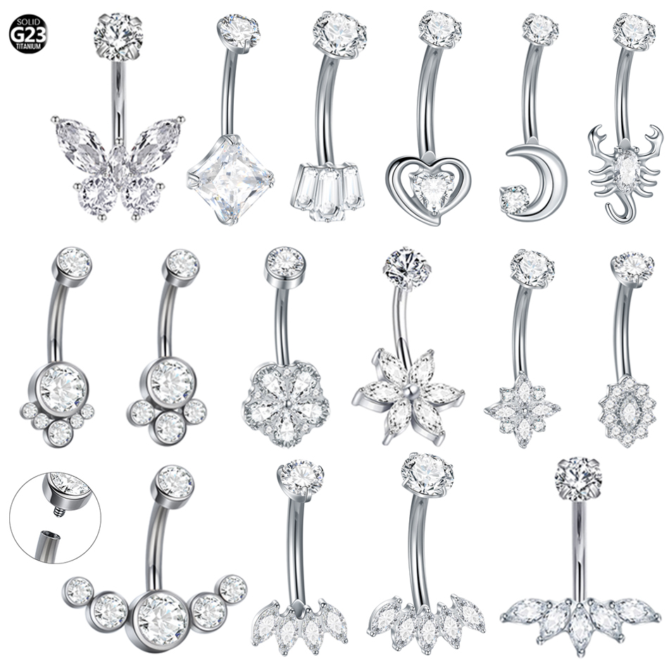 1Pc Titanio Zircone Anello di  - Belly Bar Titanium recensione e prezzo