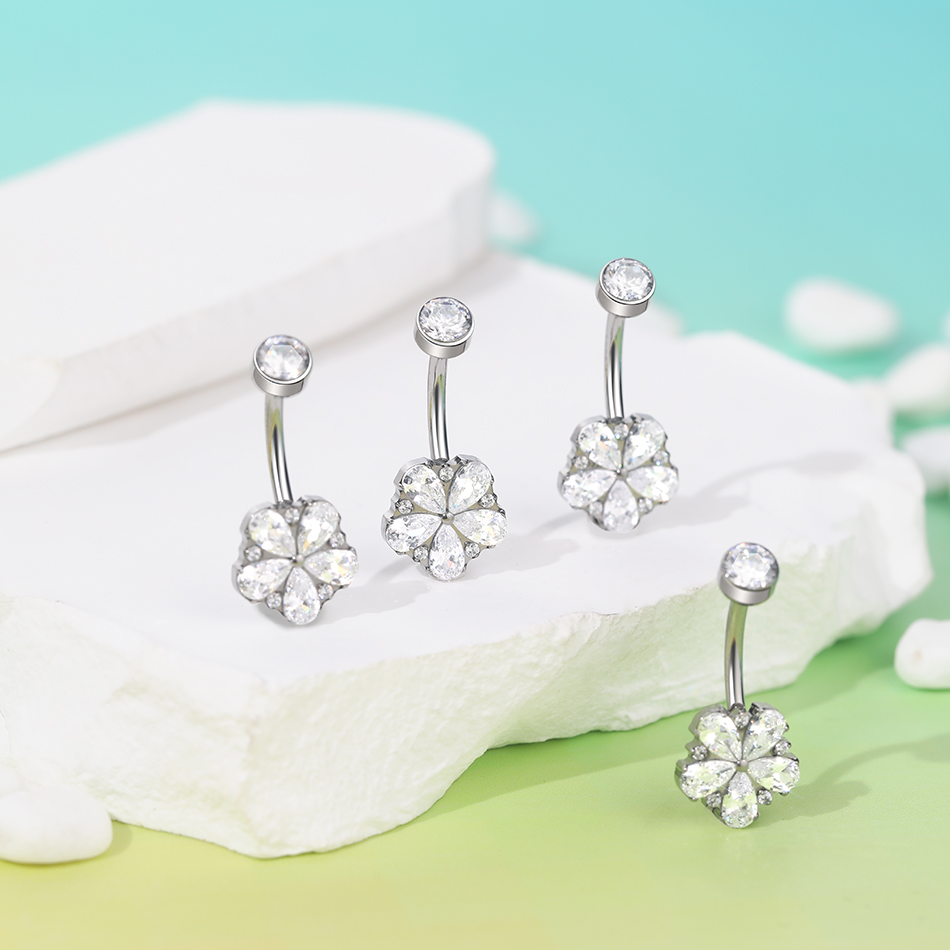 1Pc Titanio Zircone Anello di  - Belly Bar Titanium recensione e prezzo