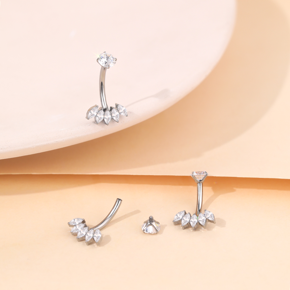 1Pc Titanio Zircone Anello di  - Belly Bar Titanium recensione e prezzo