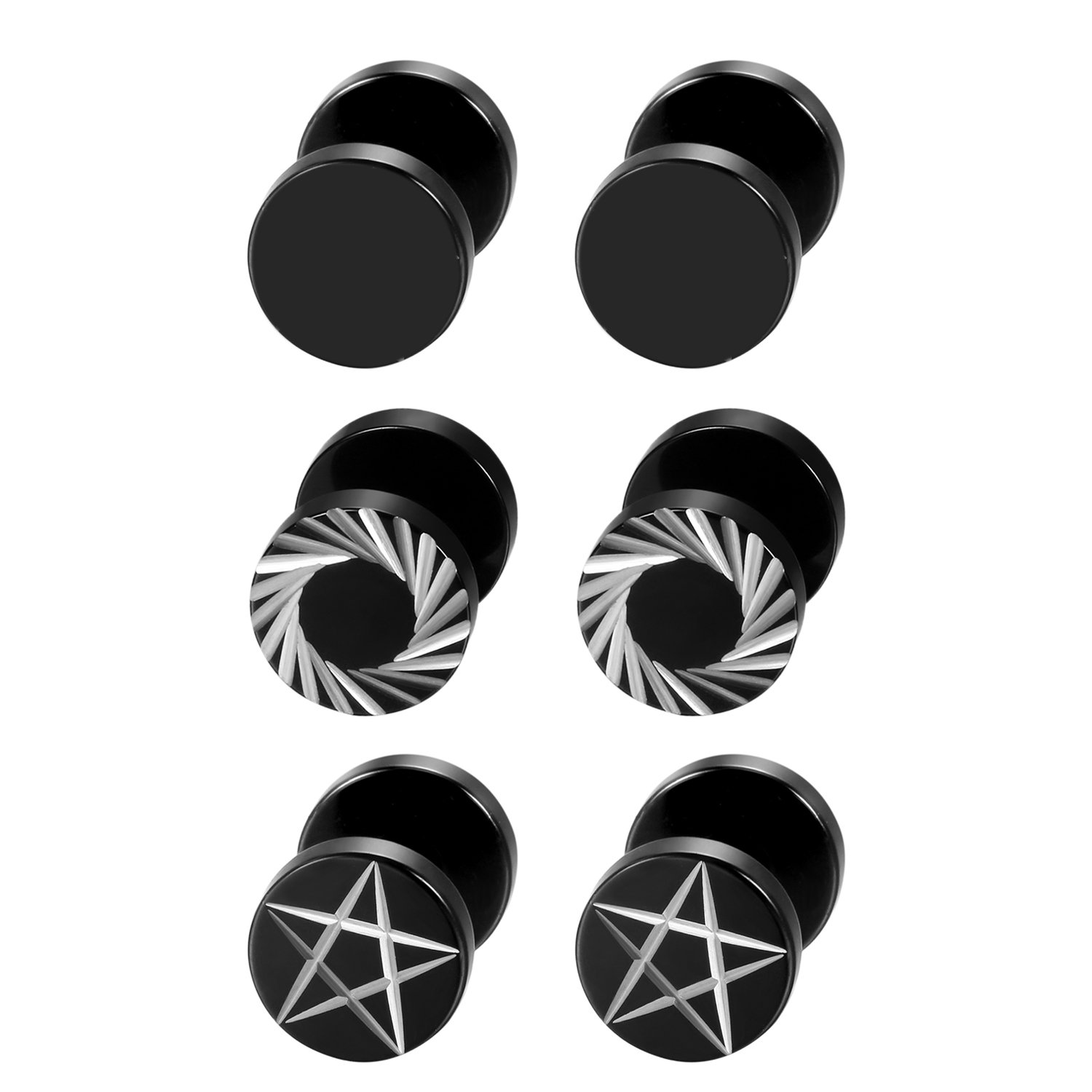 2 Pz/6 Pz Nero In Acciaio Inox - Body Jewelry Ear Gauges recensione e prezzo