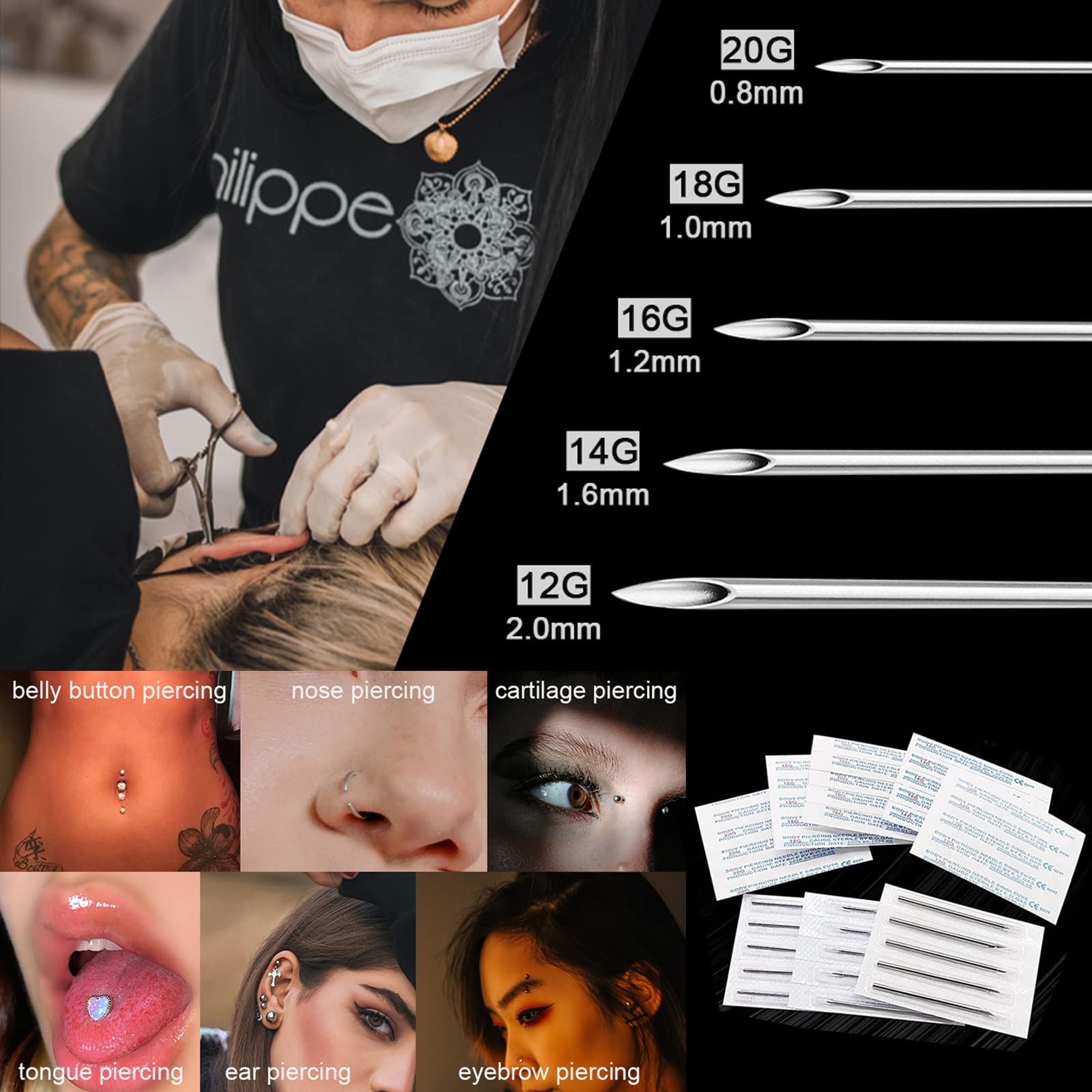 100 Pezzi Aghi Sterili Monouso - Body Jewelry Ear Gauges recensione e prezzo